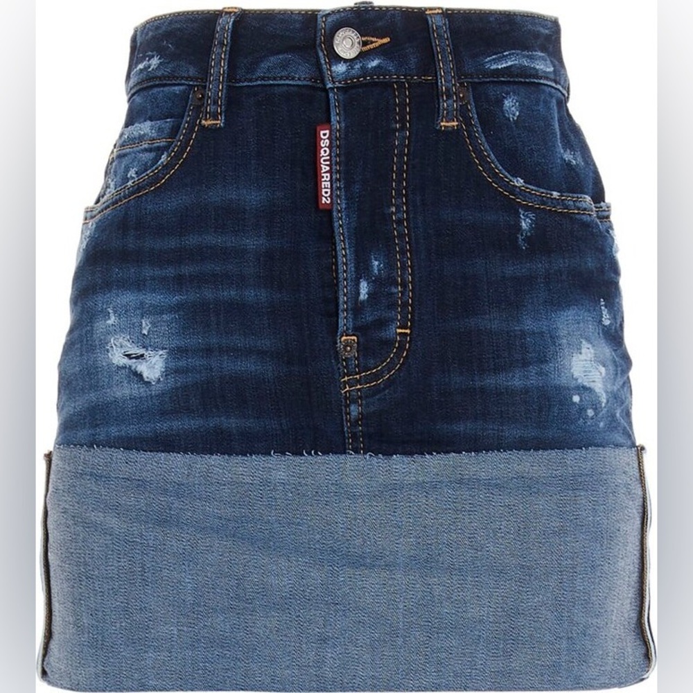 DSQUARED2 Turn-Up Hem Mini Denim Skirt IT38